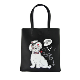 High quality logo printed leather tote shopping bag