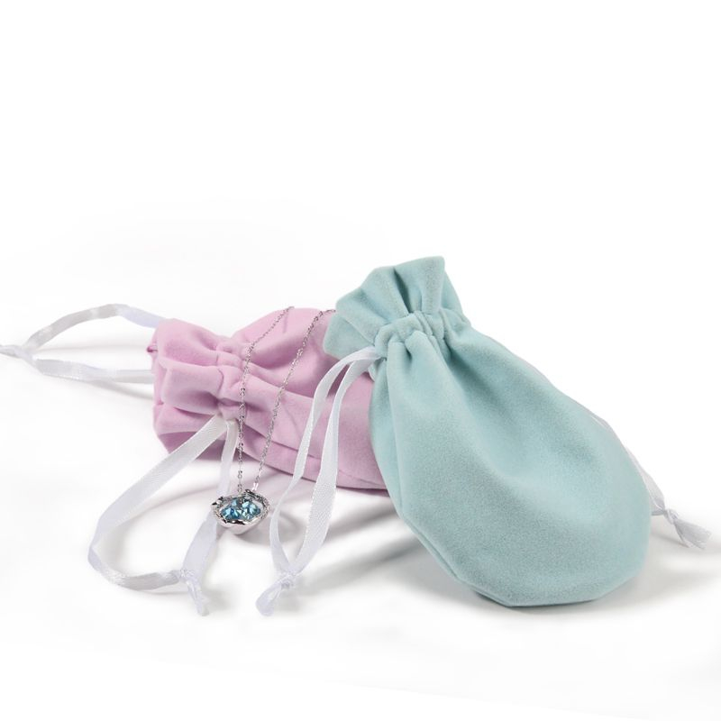 Custom light-colored mini fashion jewelry beam drawstring velvet storage bag