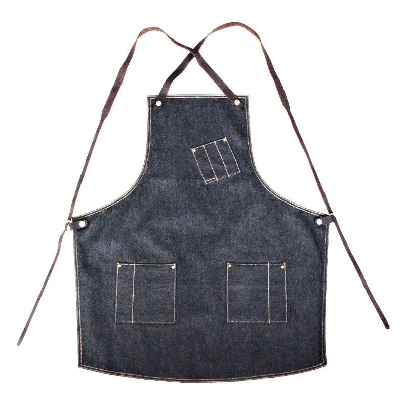 Superior Quality Cotton Material Black Denim Restaurant Kitchen Apron
