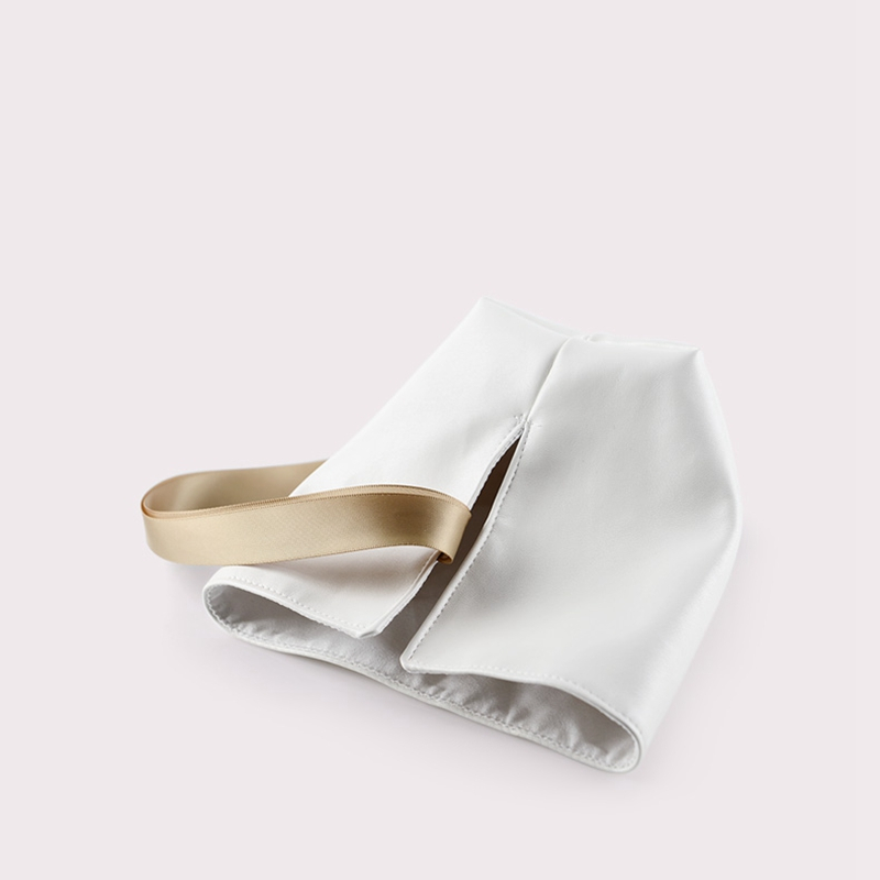 Professional custom white leather jewelry drawstring gift pouch bag with logo printing