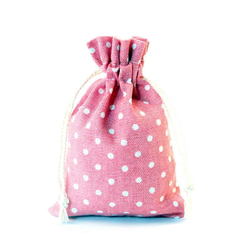 Colorful cotton linen fabric jewelry pouch with drawstring