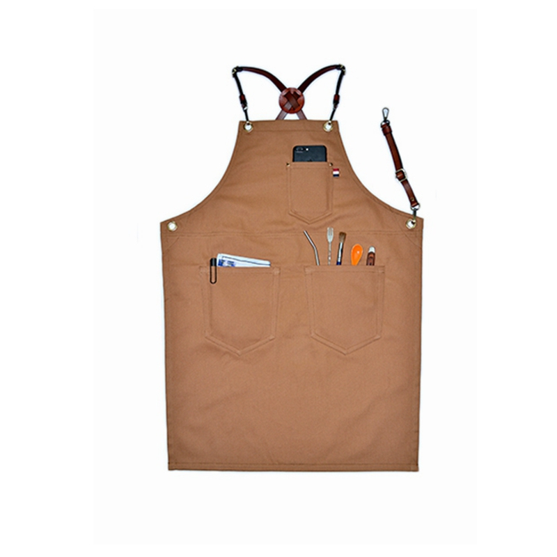 Simple Fashion Thick Cotton Canvas Household Or Work Apron with Leather Straps