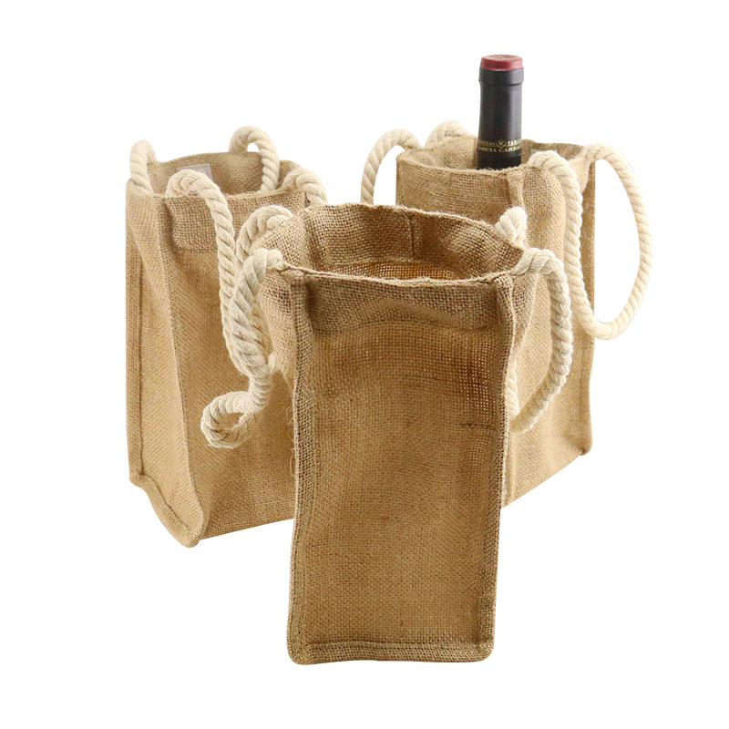 Eco friendly strong load bearing jute wine bag 