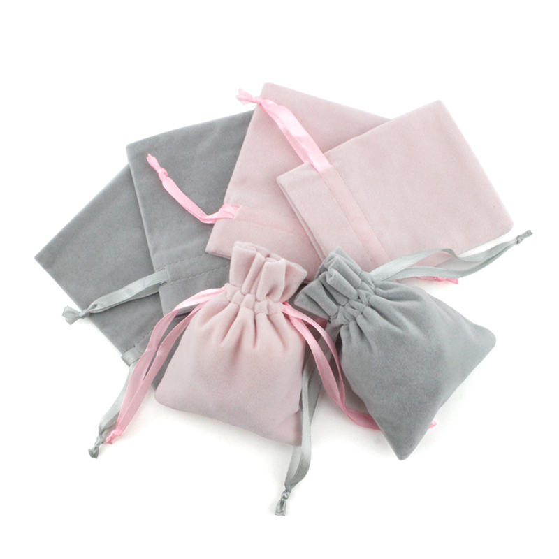 Wholesale custom color plain velvet drawstring gift pouch