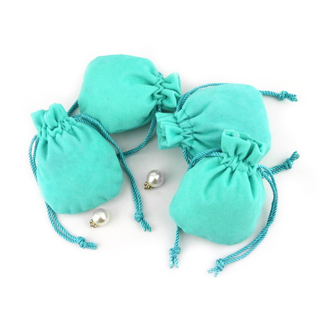 Custom logo printed drawstring velvet jewelry pouch bag