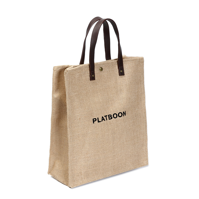 China supplier direct supply natural breathable eco friendly comfortable jute linen tote shopping bag with promotional price