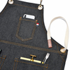 Customized Restaurant Work Uniforms Shop Overalls Denim Apron with Tool Pockets for Barista Barber Custom Logo