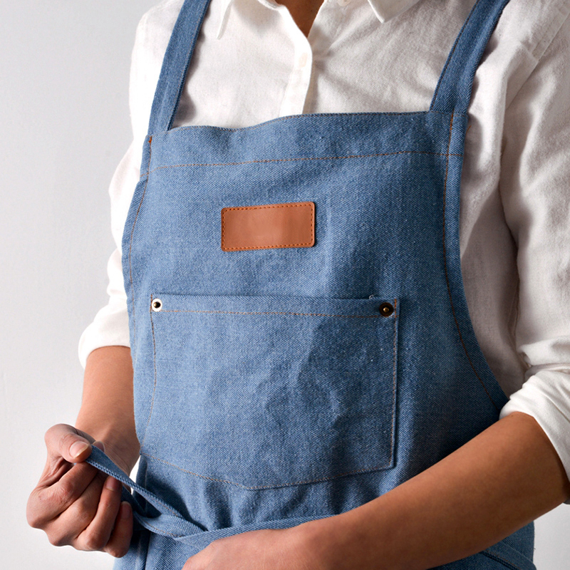New Rustic Style Full Cotton Washed Denim Super Soft Coffee Tooling Apron Flower Shop Work Overalls
