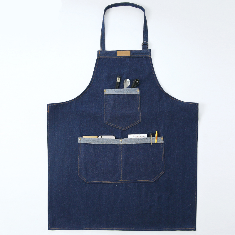 Wholesale Fashion Cowboy Hanging Neck Apron Custom Printing LOGO Painting Cafe Baking Cake Nail Shop Overalls Denim Apron