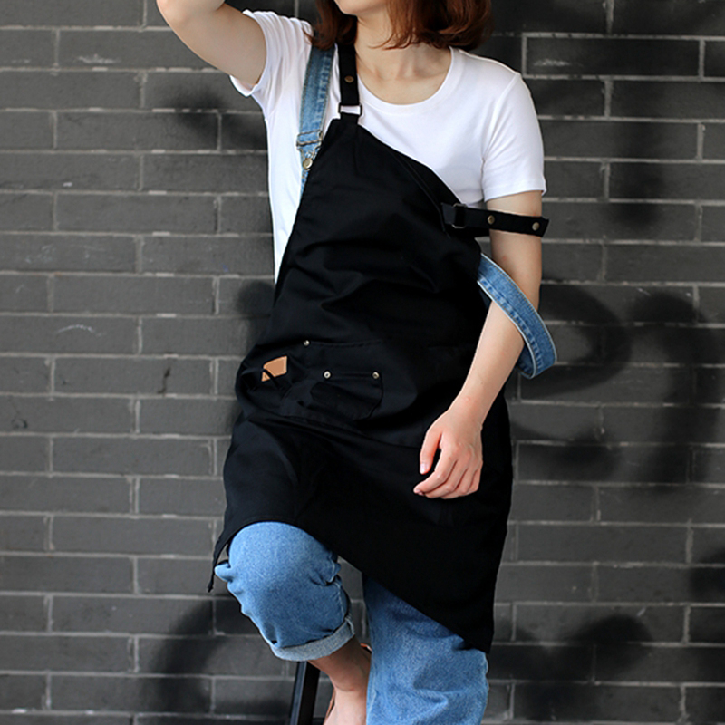 Wholesale Personality Custom Fashion Baking Restaurant Work Clothes Coffee Shop Overalls Polyester Cotton Apron LOGO Printed