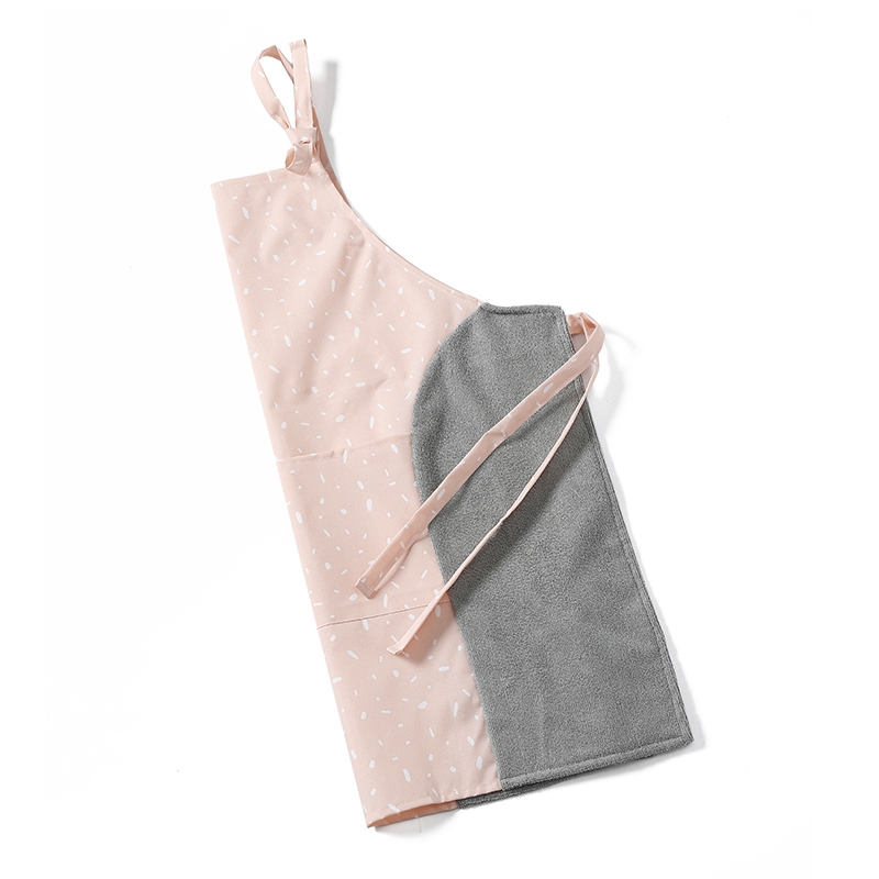 Fresh Color Fashion Simple Kitchen Summer Style Baking Use Vest Type Home Cooking Adult Female Apron With Absorbent Rag