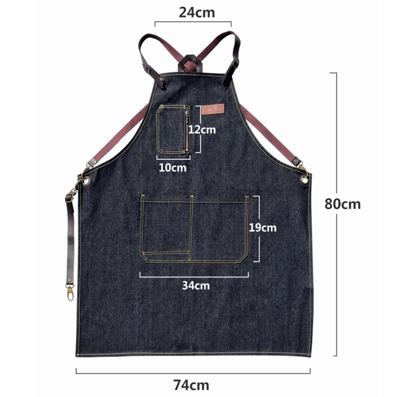 Fashion Belt Barista Western Restaurant Barber Denim Work Apron Custom Logo Printing