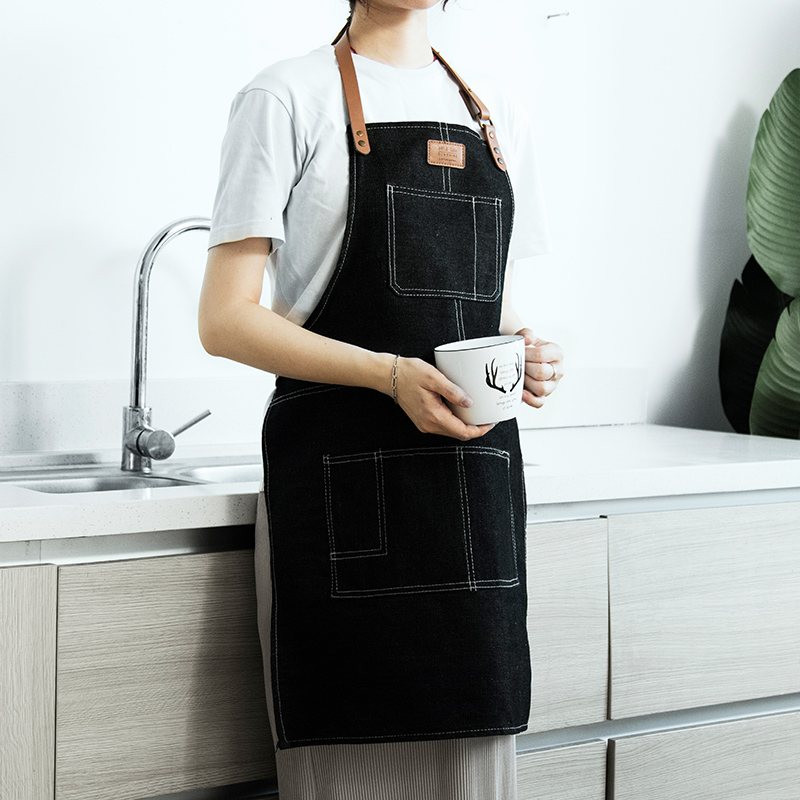 Fashion retro couple admin apron Nordic canvas bodice sleeveless adult painting western restaurant overalls