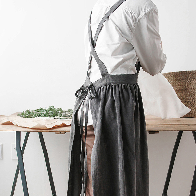 Adult childrens custom logo apron Japanese style studio floral pleated skirt with cotton and linen apron
