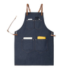 Wholesale Durable Superior Denim Fabric Work Apron With Leather Straps