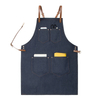New fashion custom logo high-end leather double strap coffee baking painting denim apron