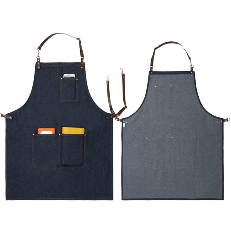 Household Durable Denim Fabric Kitchen Cooking Apron With Pockets