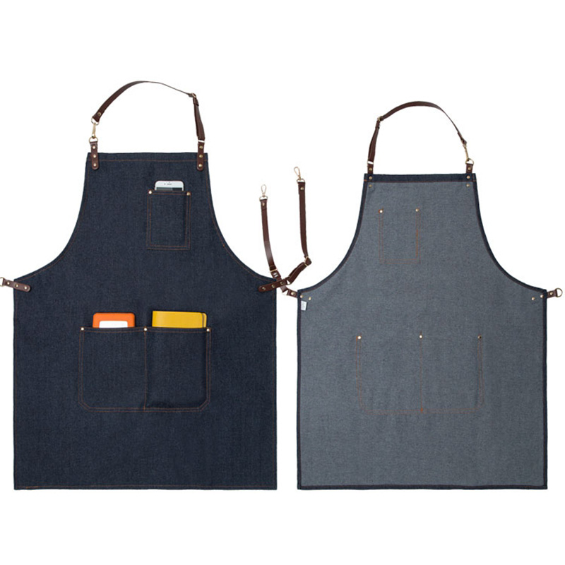 Household Durable Denim Fabric Kitchen Cooking Apron With Pockets