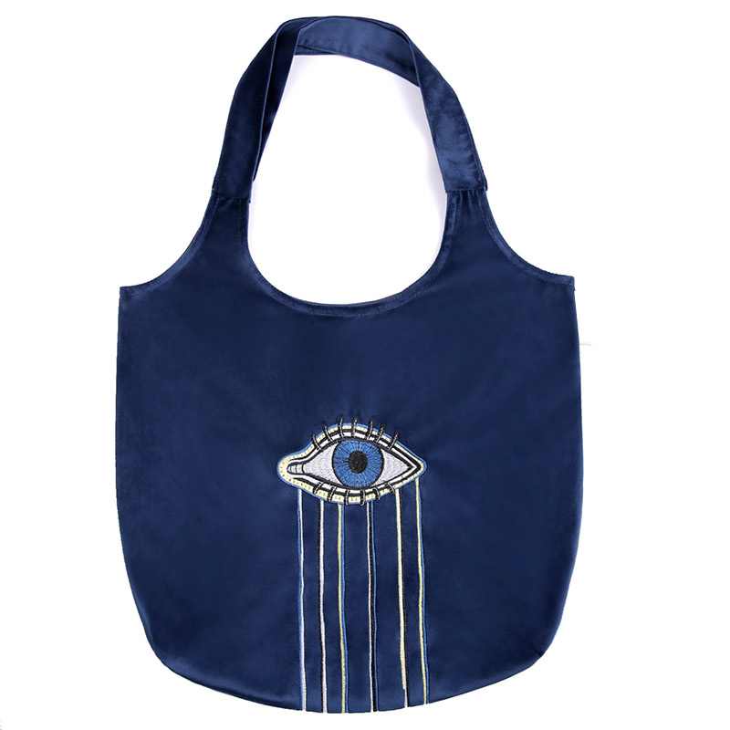 Eco friendly custom velvet embroidery large capacity tote bag portable shopping shoulder bag
