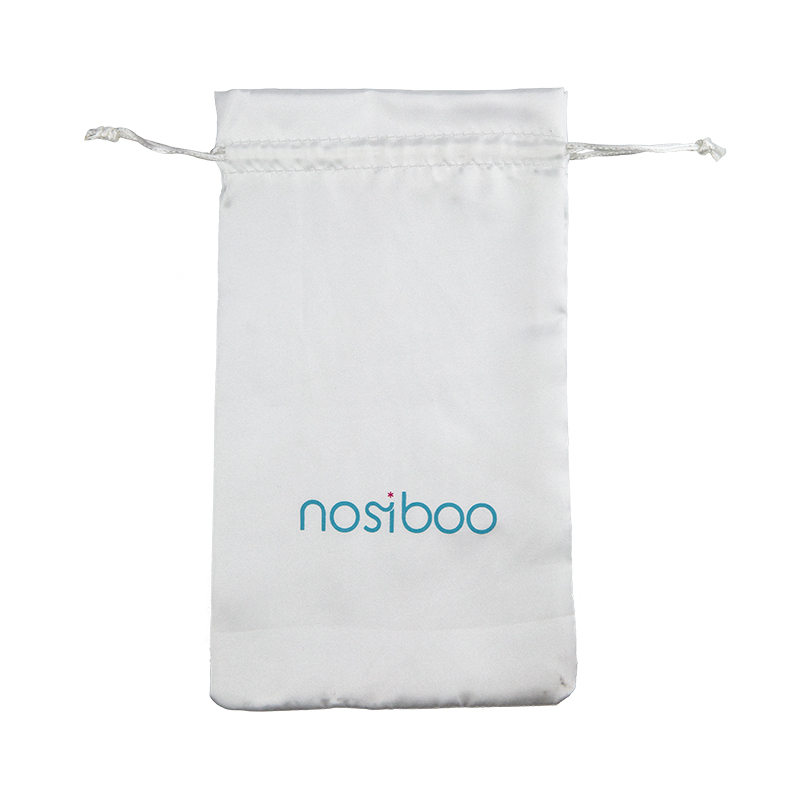 High quality fashion letter printing silk satin drawstring bag for gift packaging