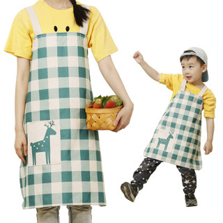 Nordic couple sleeveless apron cartoon parent-child kitchen baking adult children apron
