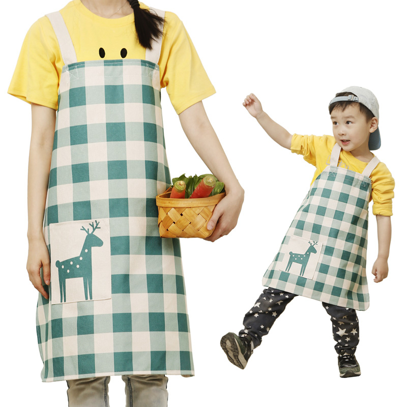 Nordic couple sleeveless apron cartoon parent-child kitchen baking adult children apron