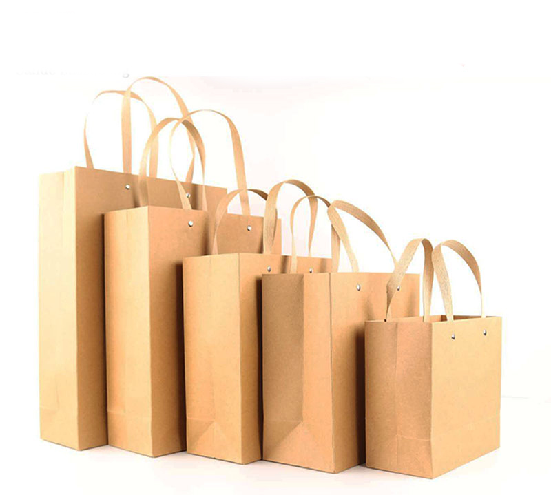 Cheap and high quality food recycled brown kraft paper bag with twisted handle
