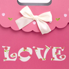Custom love christmas pink paper small gift bags with die cut handle