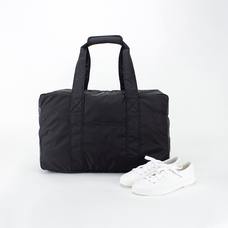 Large capacity black travel bag folding nylon portable light sports tote bag