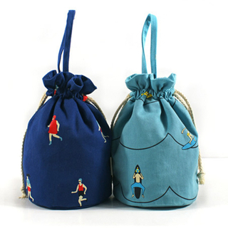 Custom design cotton cosmetic gift packing drawstring pouch bag