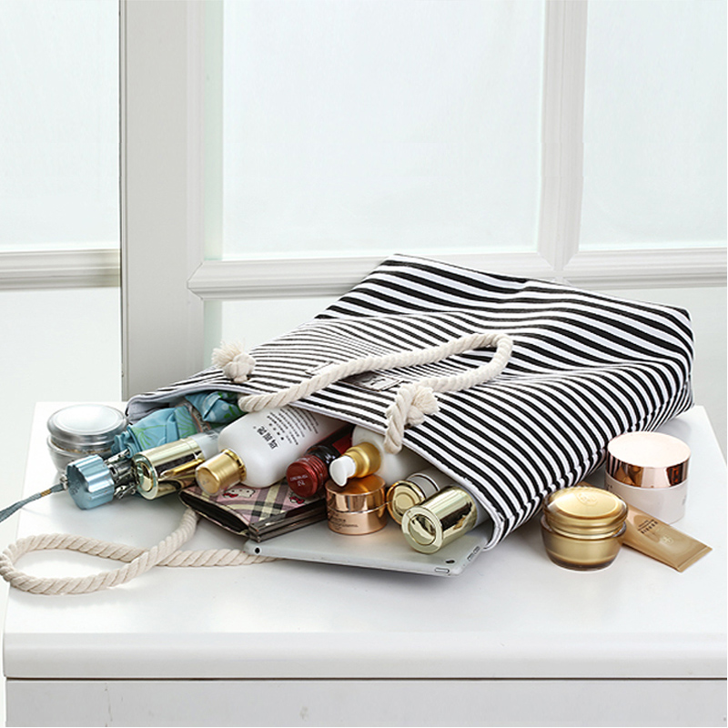 Stripe colorful women canvas bag custom