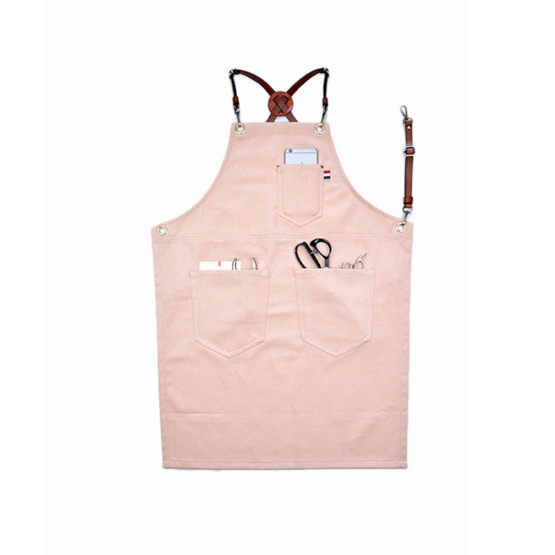 Simple Fashion Thick Cotton Canvas Household Or Work Apron with Leather Straps