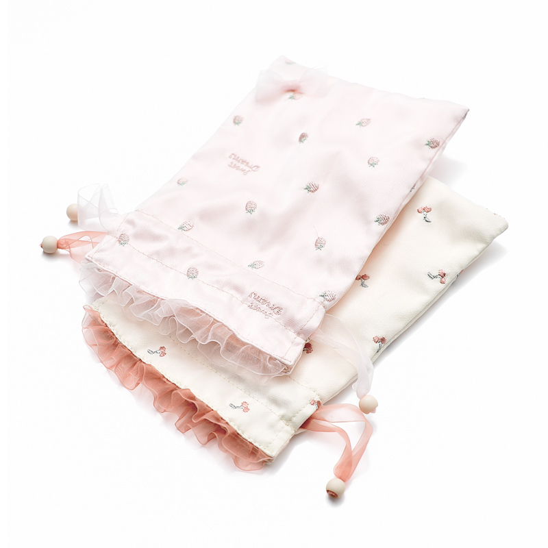 Wholesale custom logo pink large satin drawstring pouch bags