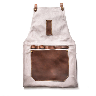 Custom Superior Durable Canvas Apron with Leather Pockets And Straps