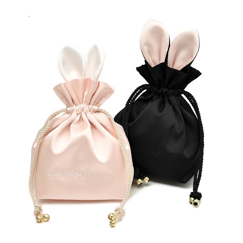 Professional custom satin jewelry drawstring gift pouch bag with logo printing
