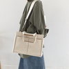 Multi-pockets white canvas tote bag for women