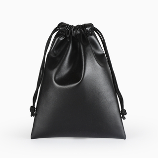 Luxury black leather pouch with custom logo 