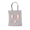 Cute cartoon pu leather large zipper shoulder shopping tote bag for ladies