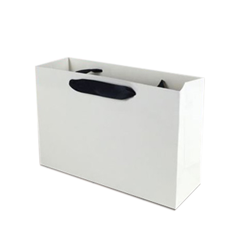 Wholesale custom printed your own logo white kraft gift craft shopping paper bag With ribbon handles