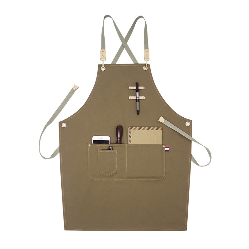 New design beautiful and durable dustproof work cotton canvas apron for sale 