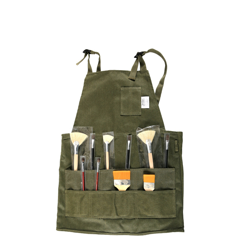 New Concept Thick Durable Cotton Canvas Cloth Acrylic Painting Gouache Watercolor Painter Apron with Many Tool Pockets