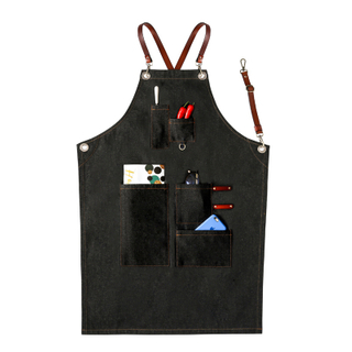 Fashion Denim Combine Leather Tooling Adults Apron