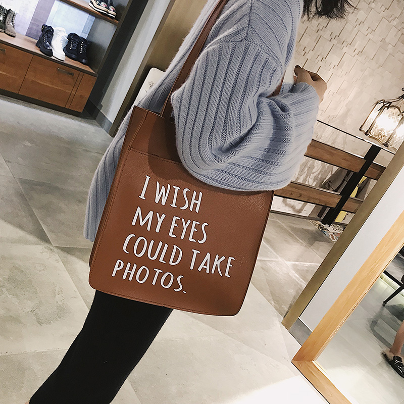 2018 new womens bag shoulder bag simple retro large capacity pu shopping tote bag