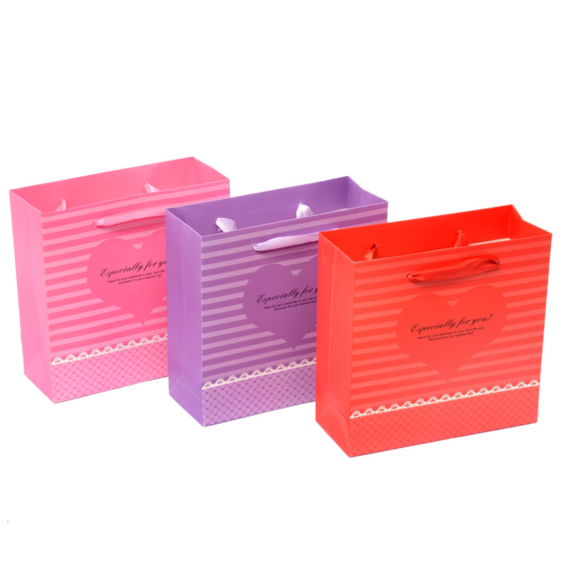  Customized logo packaging shopping rainbow printed handbag christmas colorful printing gift custom paper bag