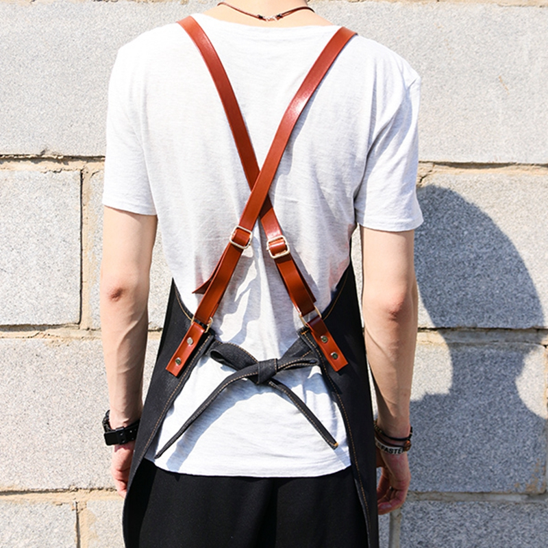 Promotion professional portable and durable work denim apron with customized logo