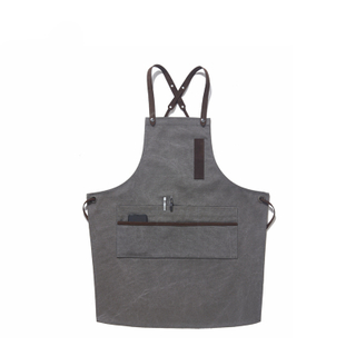 New Models Gray Brown Washed Canvas Strap Apron for Household Or Coffee Shop Florist Restaurant Hairdressing Custom Logo