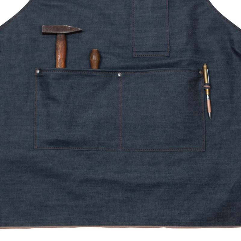 New Design Stylish Denim Tool Apron With Leather Straps