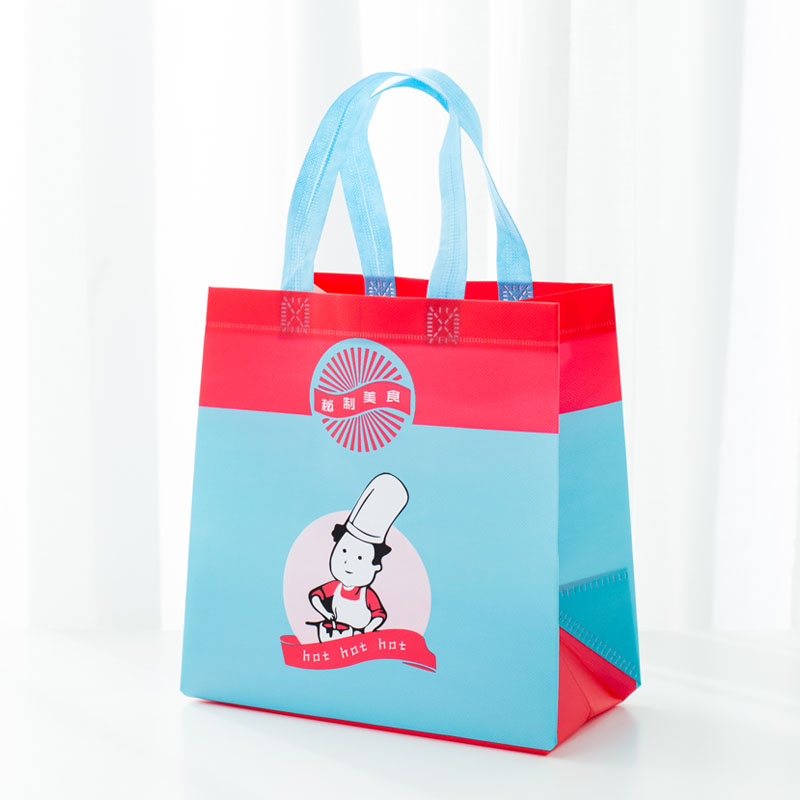 Custom creative restaurant portable takeaway packaging bag thick waterproof film non woven bag
