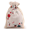 Fashion printed linen drawstring bag storage bag small gift bag