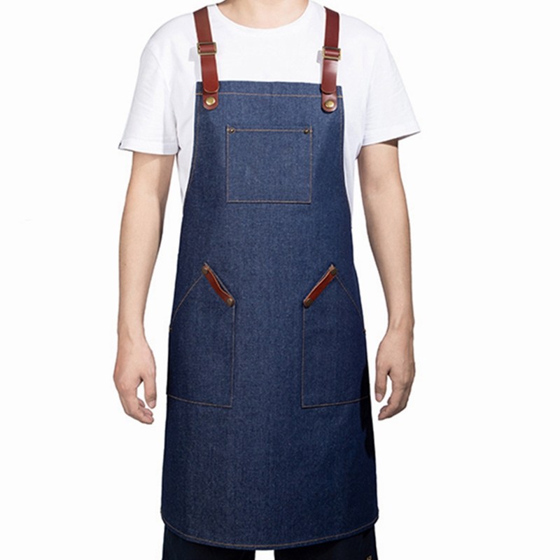 Korean Fashion Barista Barber Floral Baking Denim Work Apron Wholesale